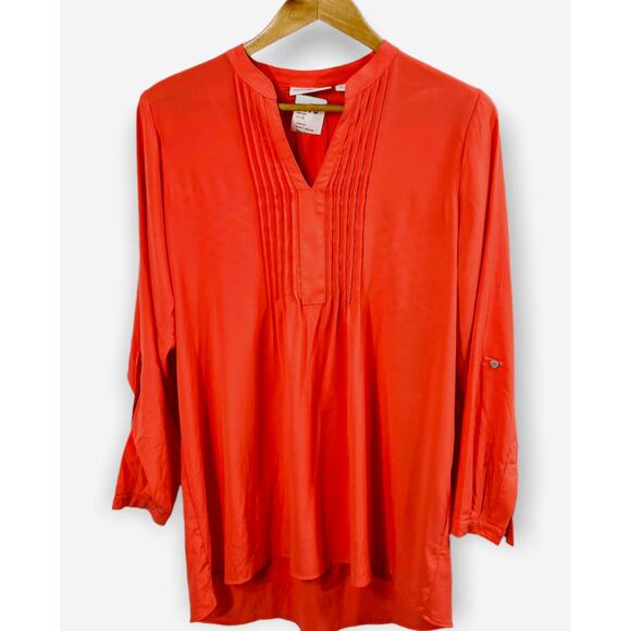 Susan Graver Tunic Top Coral Orange Size 4 New - Picture 3 of 10